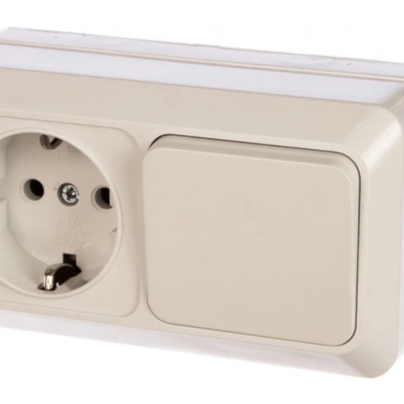 Блок комб ОП гориз 1кл выкл+роз с/з Олимп О0032