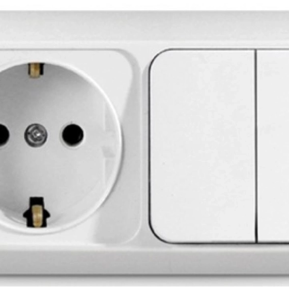 Блок комб ОП гориз 2кл выкл+роз с/з Олимп О0033