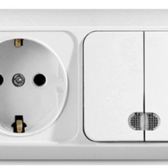 Блок комб ОП гориз 2кл выкл с/п+роз с/з Олимп О0037