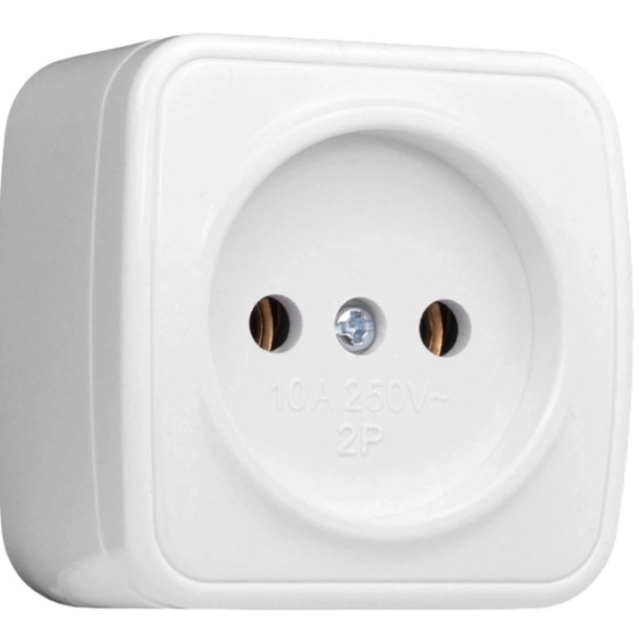 Розетка EKF Basic ОП 10А бел 1-м б/з