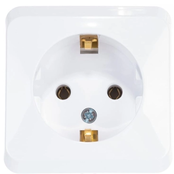 Розетка РА16-003b ОП с/з б/шт бел Этюд С1