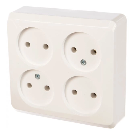Розетка РА16-205b 4-я б/з б/шт бел Этюд