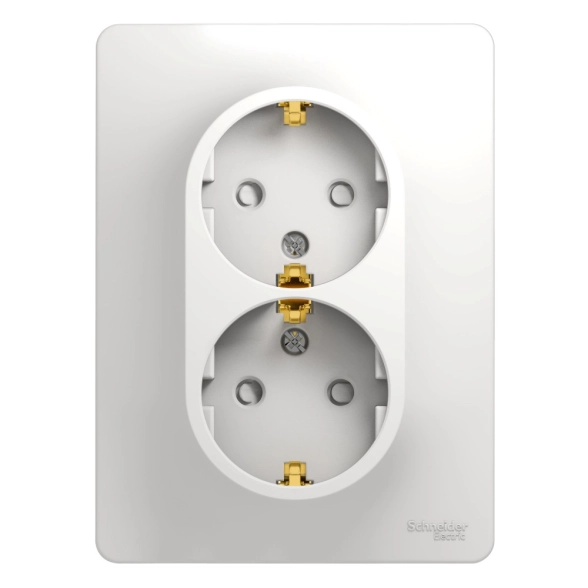 Розетка 2-я c/з з/ш бел GLOSSA СП 16А c/р GSL000126 вывод