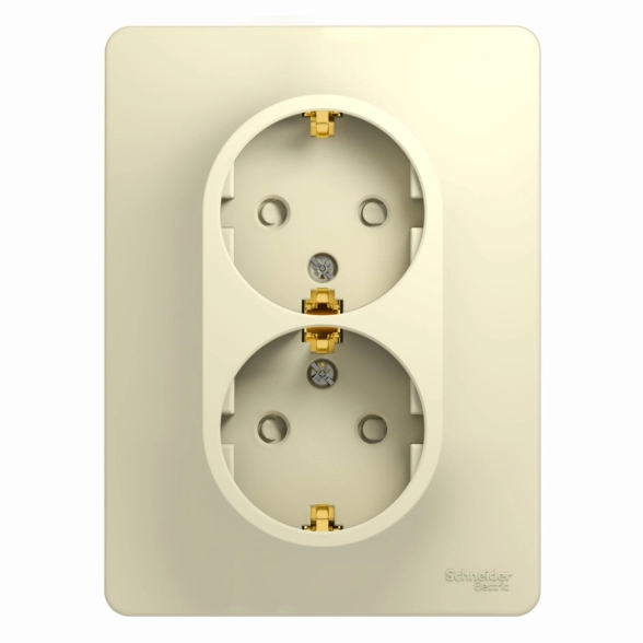 Розетка 2-я c/з з/ш беж GLOSSA СП 16А с/р GSL000226