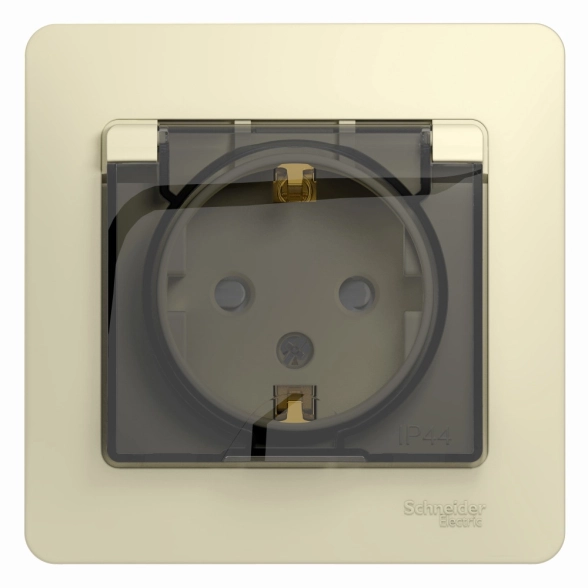 Розетка с/з з/ш с/кр беж GLOSSA СП 16А IP44 с/р GSL000248