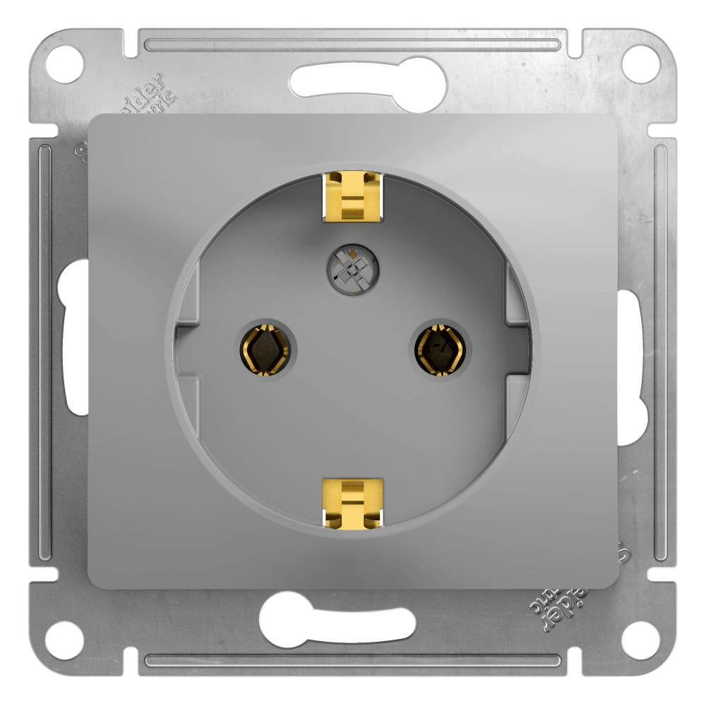 Розетка Glossa 1м алюм мех c/з GSL000343