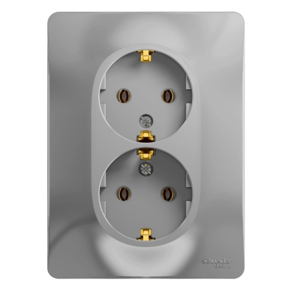 Розетка Glossa 2м алюм с/з в/сб GSL000324