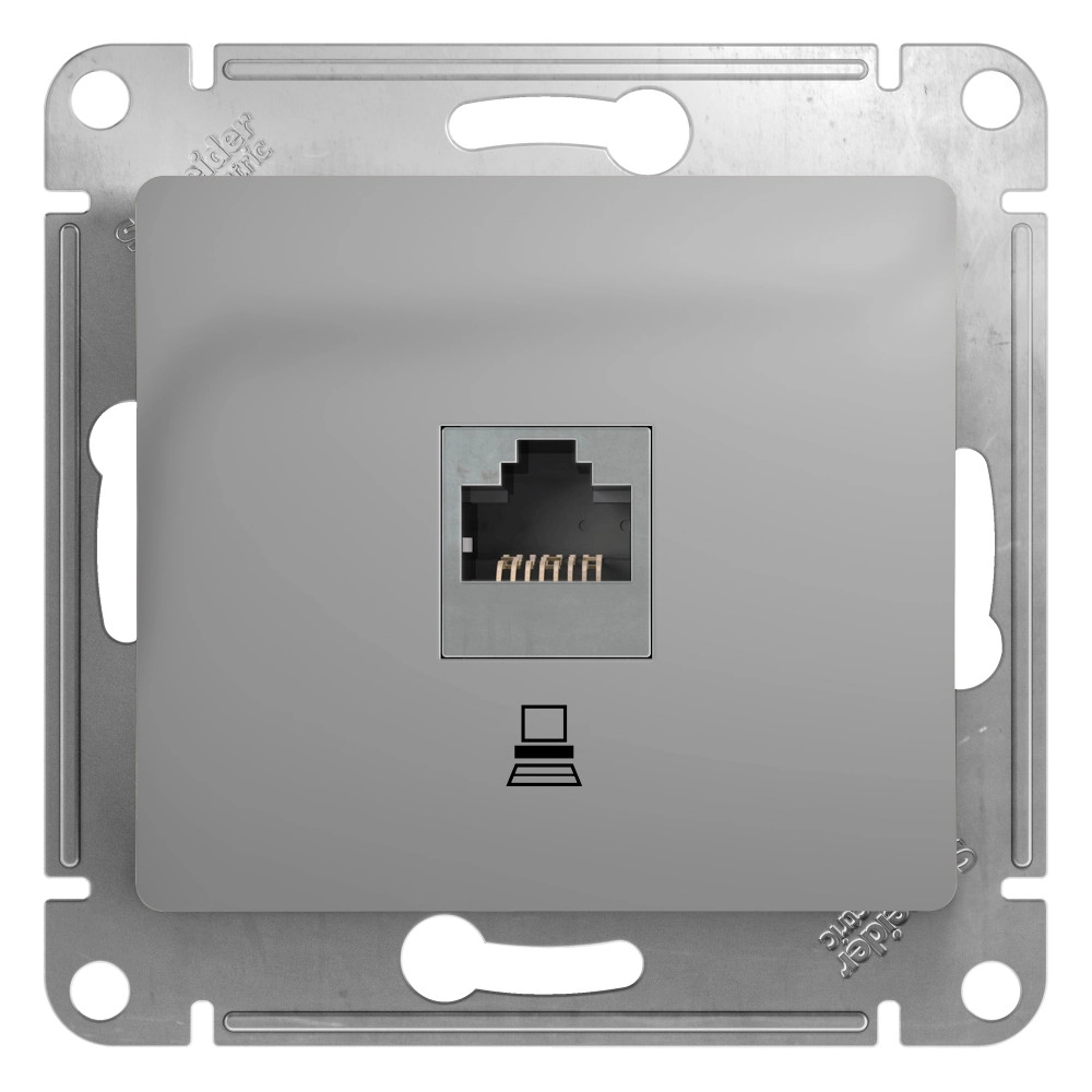 Розетка Glossa комп RG45 кат.5Е алюм мех GSL000381K
