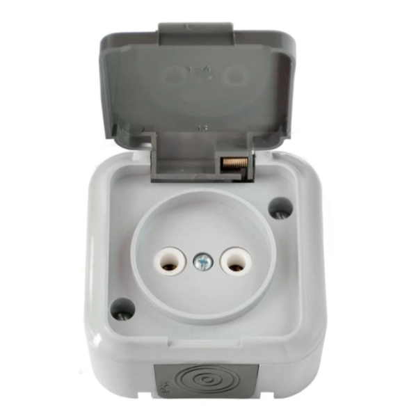 Розетка Пралеска АКВА с/з 1п с/кр сер ОП 16А IP54
