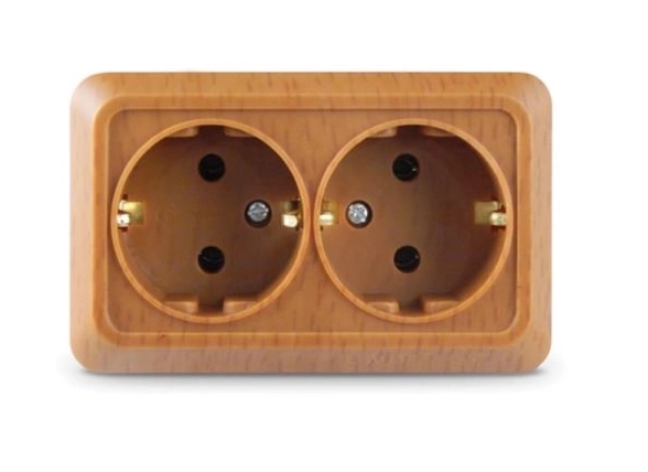 Розетка Олимп 2п ОП 16А c/з бук(7946758)