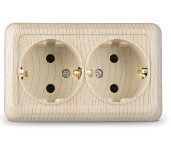 Розетка Олимп 2п ОП 16А с/з сосна(5560865)