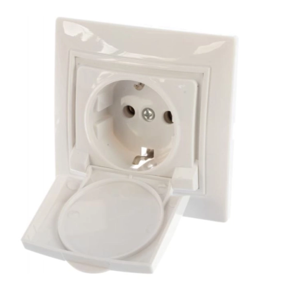 Розетка Севиль 1-я СП 16А с/з бел с/кр(С0029)