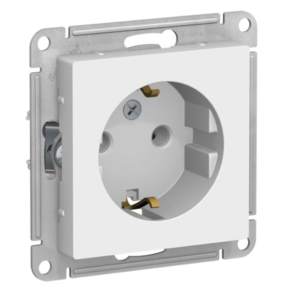 Розетка ATLASDESIGN 1-я с/з 16А мех.бел ATN000143