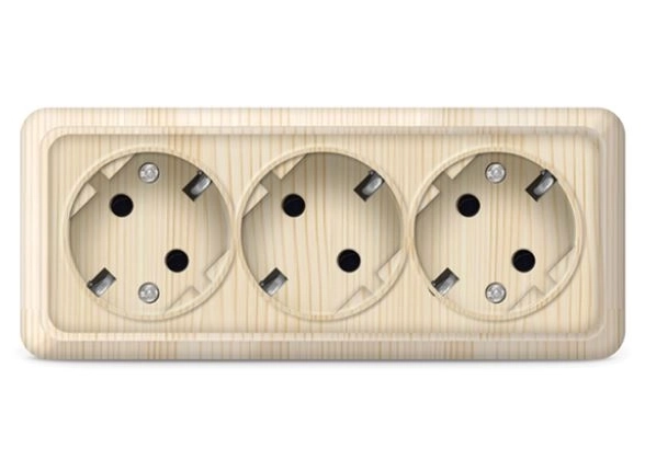 Розетка Олимп 3-я ОП 16А с/з сосна(1173)