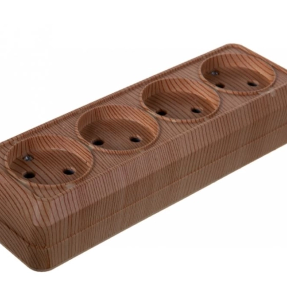 Розетка Олимп 4-я ОП 16А б/з сосна(1174)