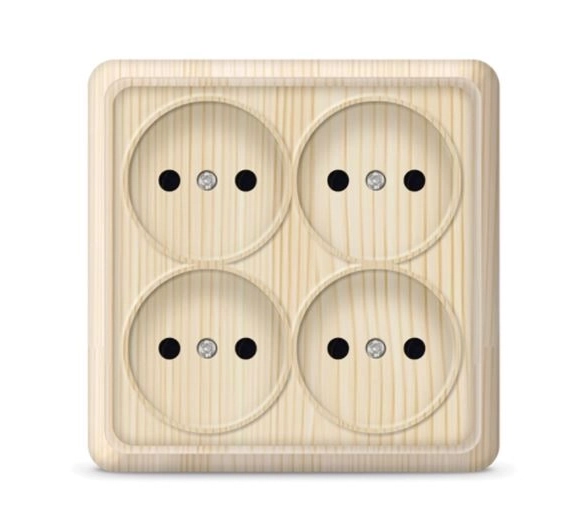 Розетка Олимп 4-я ОП 16А квадрат.б/з сосна(1176)