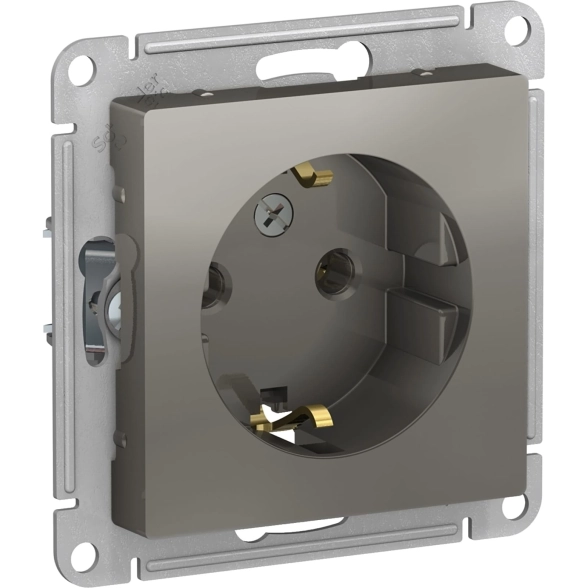Розетка ATLASDESIGN 1-я с/з 16А мех.сталь ATN000943