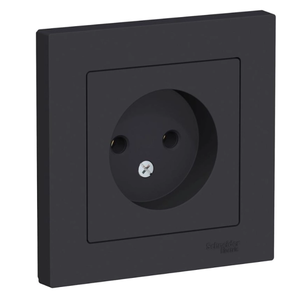 Розетка ATLAS СП 1-я 16A б/з в/сб карбон ATN001040