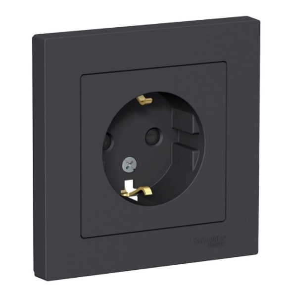 Розетка ATLAS СП 1-я 16A с/з в/сб карбон ATN001044