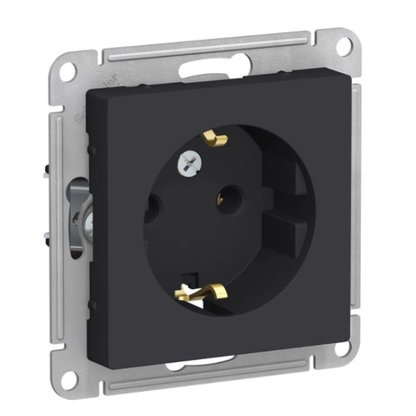 Розетка ATLAS СП 1-я 16A с/з мех карбон ATN001043