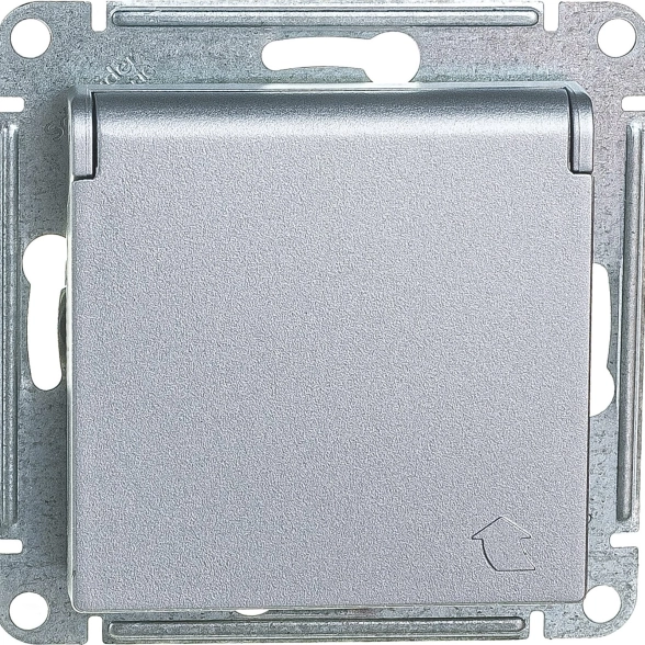 Розетка ATLASDESIGN с/з с/шт с/кр 16А ал.мех IP20 ATN000346