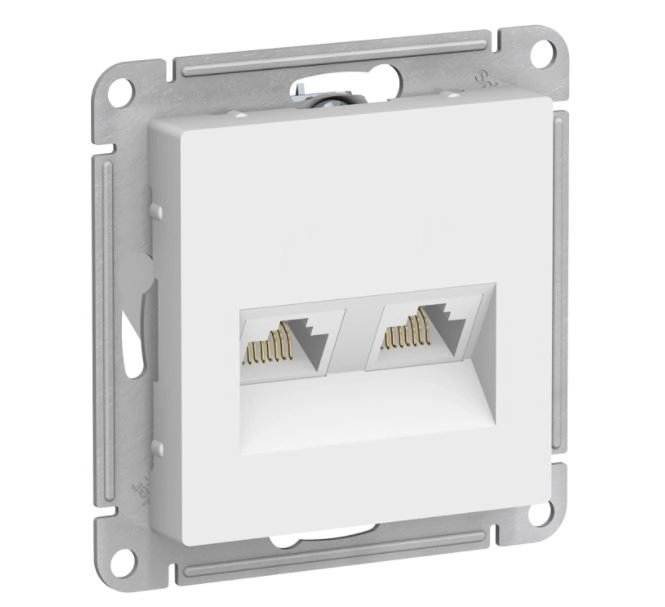 Розетка ATLASDESIGN 2-я комп.RJ45+RJ45 5e мех.бел ATN000185