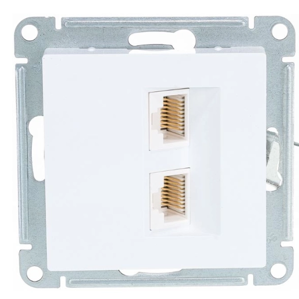 Розетка ATLASDESIGN 2-я комп.RJ45+RJ45 5e мех. алюм