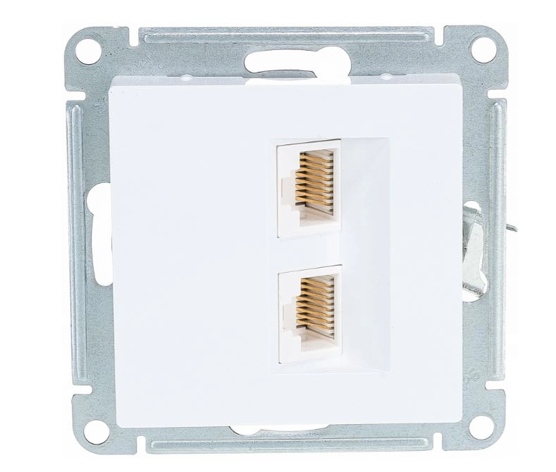 Розетка ATLASDESIGN 2-я комп.RJ45+RJ45 5e мех. алюм