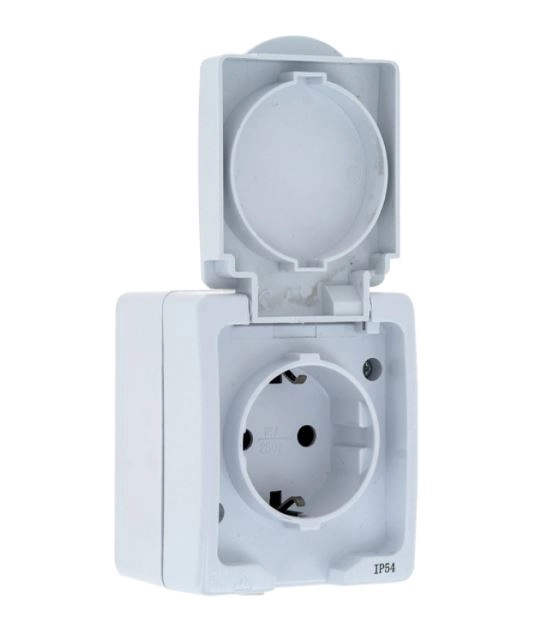 Розетка EKF 1м 16А IP54 с/з с/кр белый