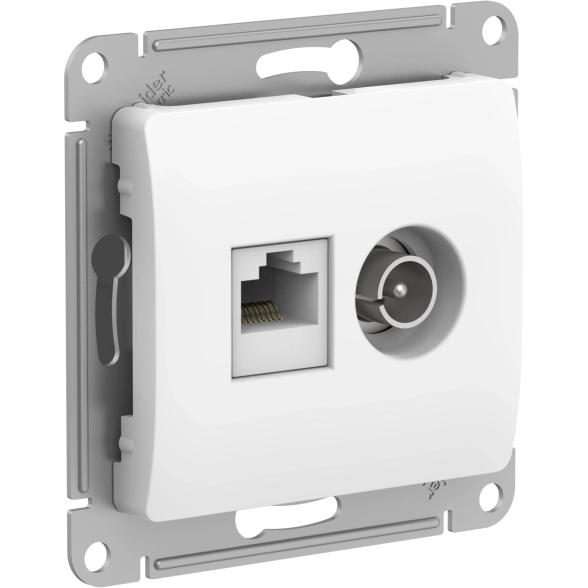 Розетка Glossa 2-я ТВ+комп бел. мех. GSL000189