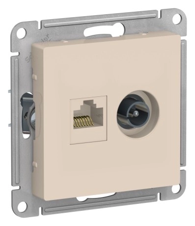 Розетка ATLASDESIGN 2-я комп+ТВ RJ45+TV 5e мех. беж