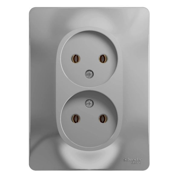 Розетка GLOSSA 2-я б/з СП 16А алюм в/сб GSL000320