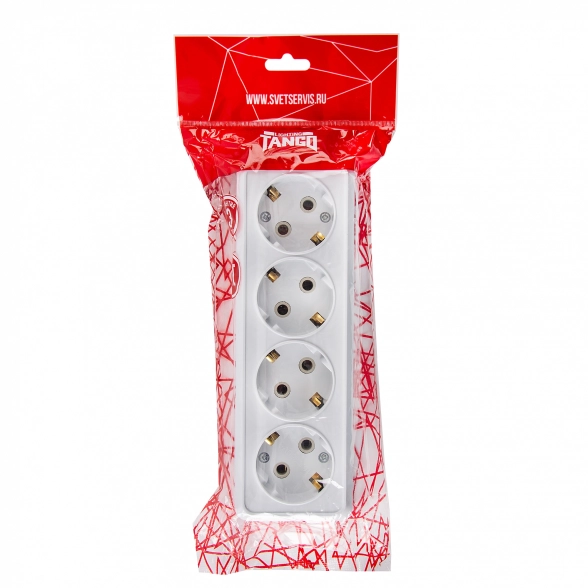 Розетка TANGO 4-я ОП с/з 16А белый