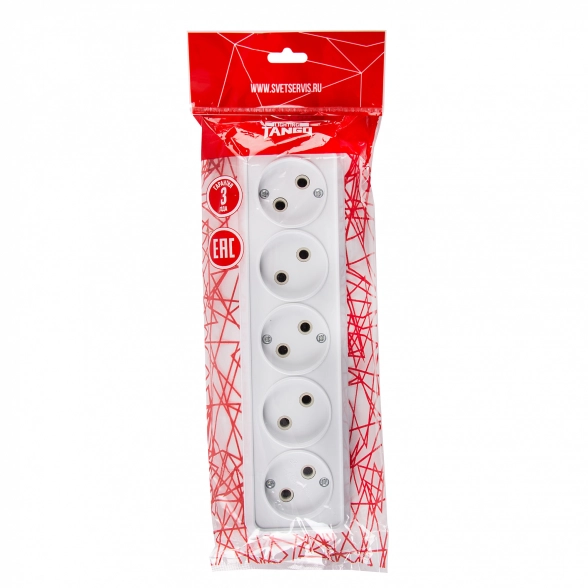Розетка TANGO 5-я ОП б/з 10А белый