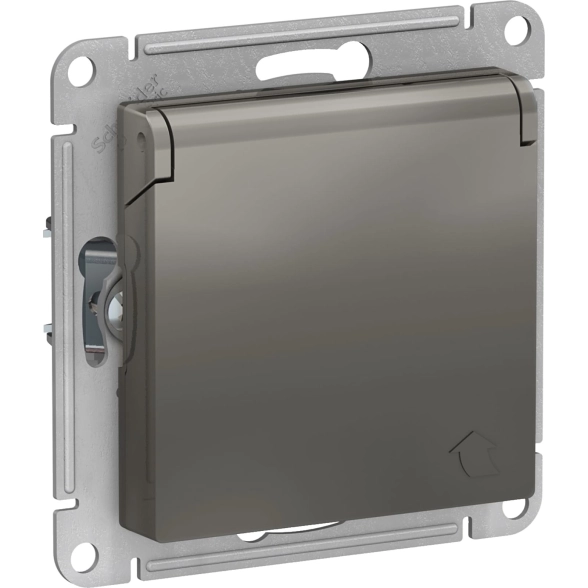 Розетка ATLASDESIGN с/з с/кр мех. сталь 16А IP20