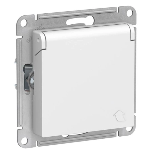 Розетка ATLASDESIGN с/з с крыш 16А мех белый