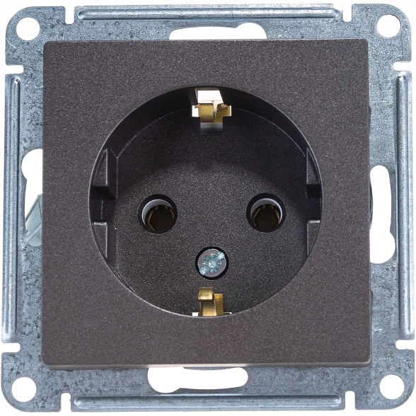 Механизм розетки ATLASDESIGN 1м с/з СП 16А IP20 мокко