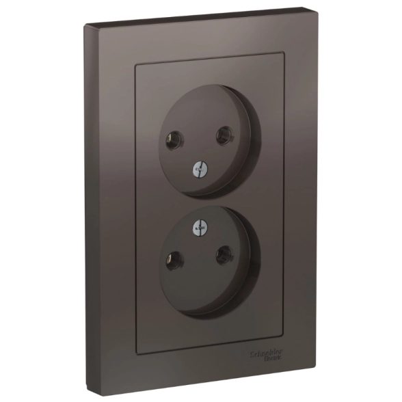 Розетка ATLASDESIGN 2м б/з СП в/сб 16А IP20 мокко