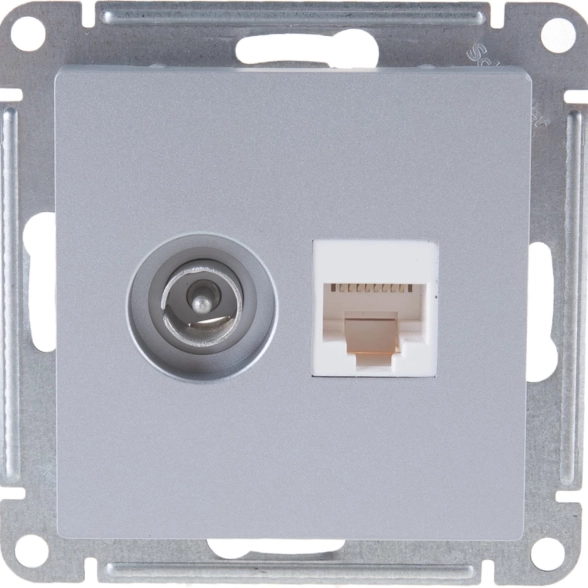 Розетка ATLASDESIGN комп+TV RJ45+TV к.5E мех.алюм