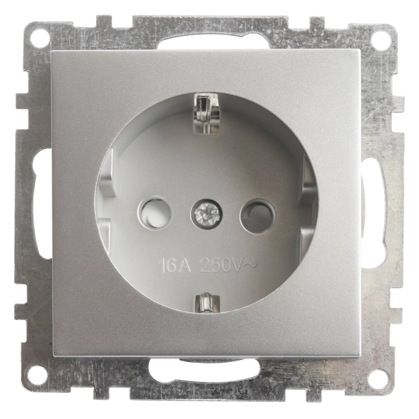 Розетка Катрин 1м GLS16-7110-03 16A с/з мех.серебро