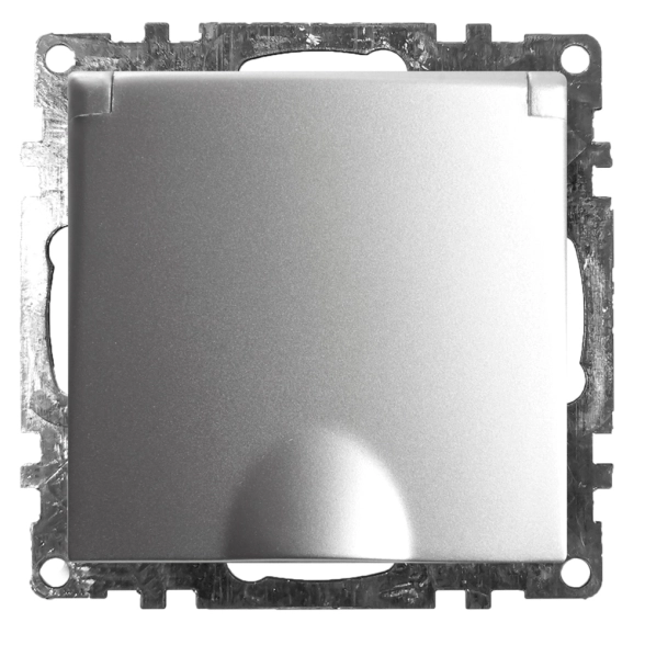 Розетка Катрин 1м GLS16-7112-03 с/з с/кр мех.серебро