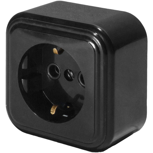 Розетка STEKKER 1м PST16-21-20 с/з (RA 16-133-Ч) черный
