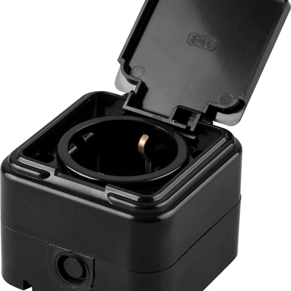 Розетка STEKKER 1м PST16-21-44 с/з с/кр (RA 16-211-Ч)черный