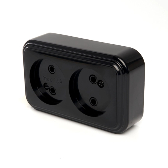 Розетка STEKKER 2м PST16-30-20 б/з (RA 16-237-Ч) черный