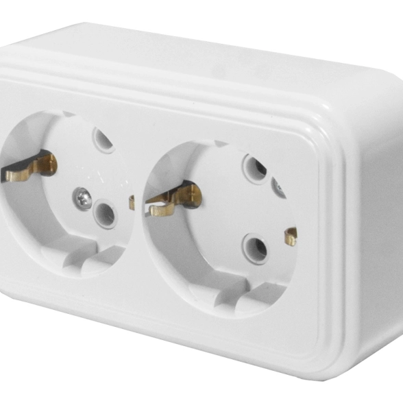 Розетка STEKKER 2м PST16-31-20 с/з (RA 16-238-Б)белый