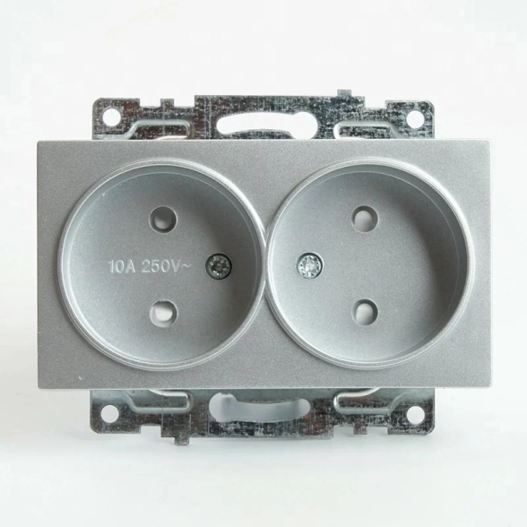 Розетка Катрин 2м GLS10-7113-03 б/з серебро