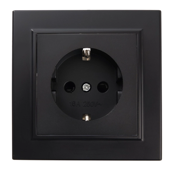 Розетка Эрна 1м с/з PST16-9010-03 черн. з/шт