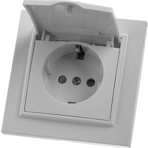 Розетка Эрна 1м с/з PST16-9012-01 белый с/кр