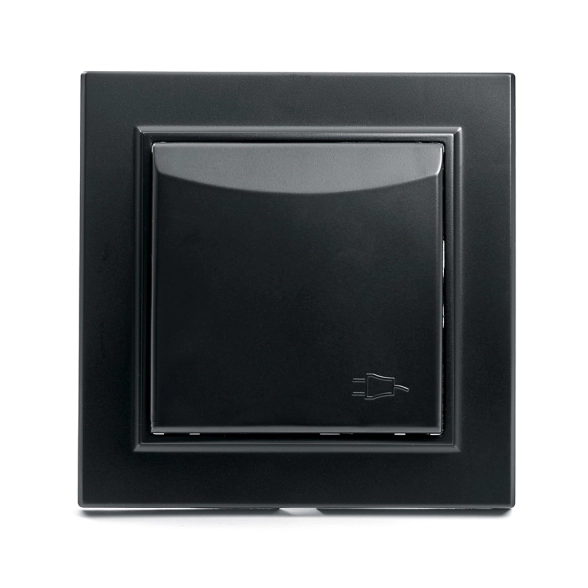 Розетка Эрна 1м с/з PST16-9012-03 черн. с/кр з/шт