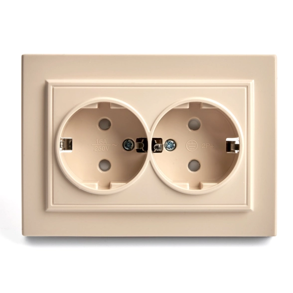 Розетка Эрна 2м с/з PST16-9014-02 сл.кость